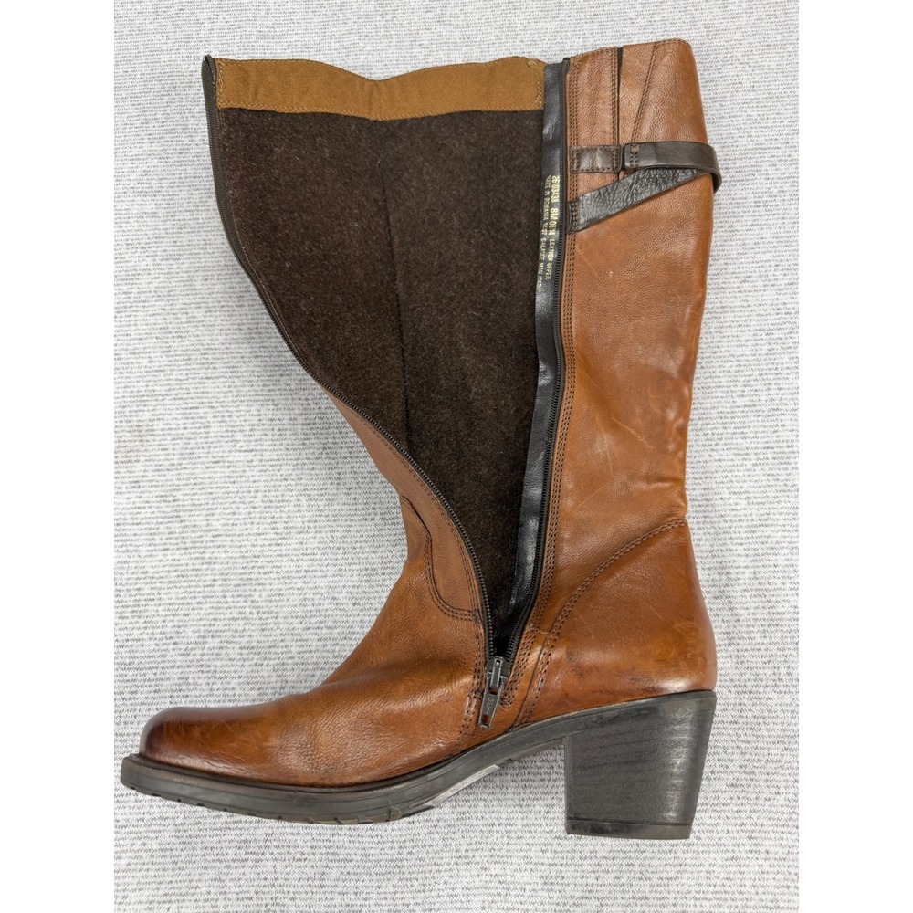 Clarks Maymie Stellar Cognac Leather Tall Riding Boots Block Heel Womens 8M - Picture 6 of 16